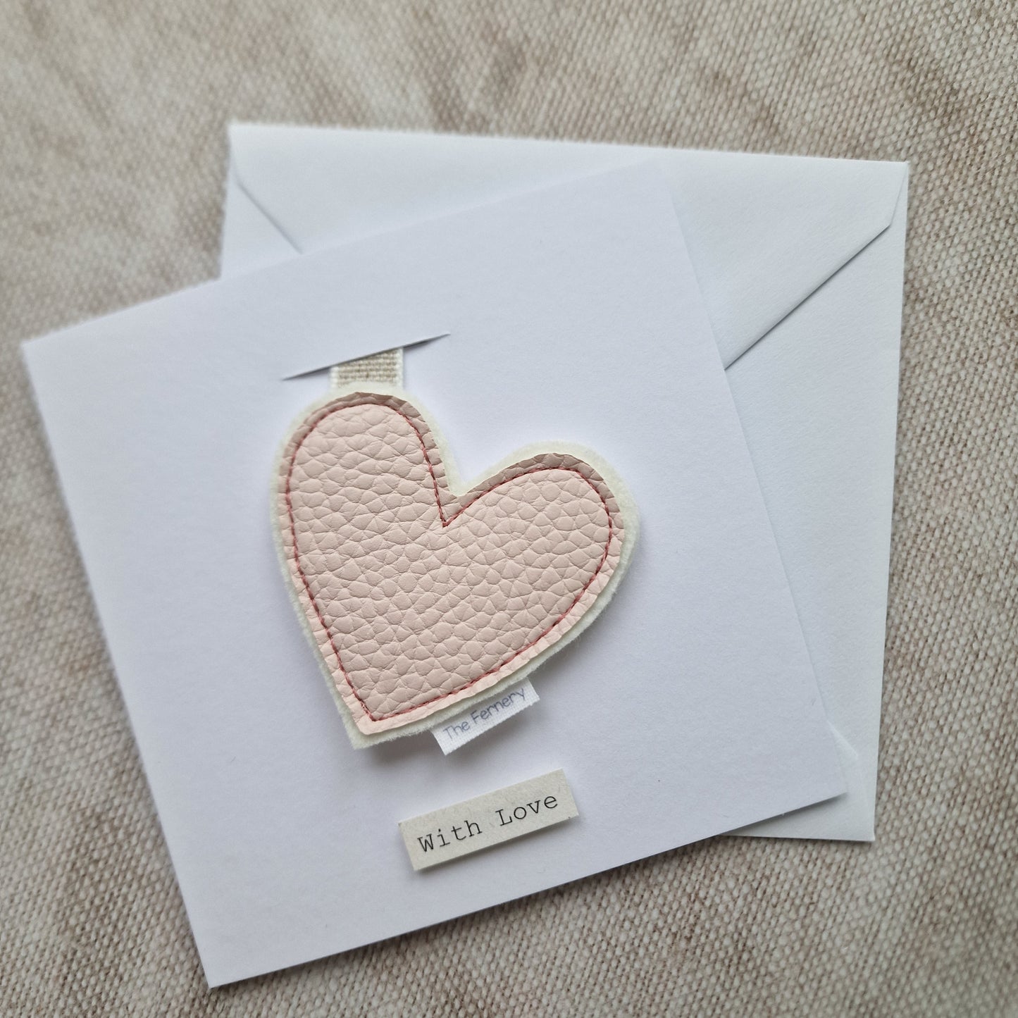 Blush pink Leatherette Heart Keyring Card