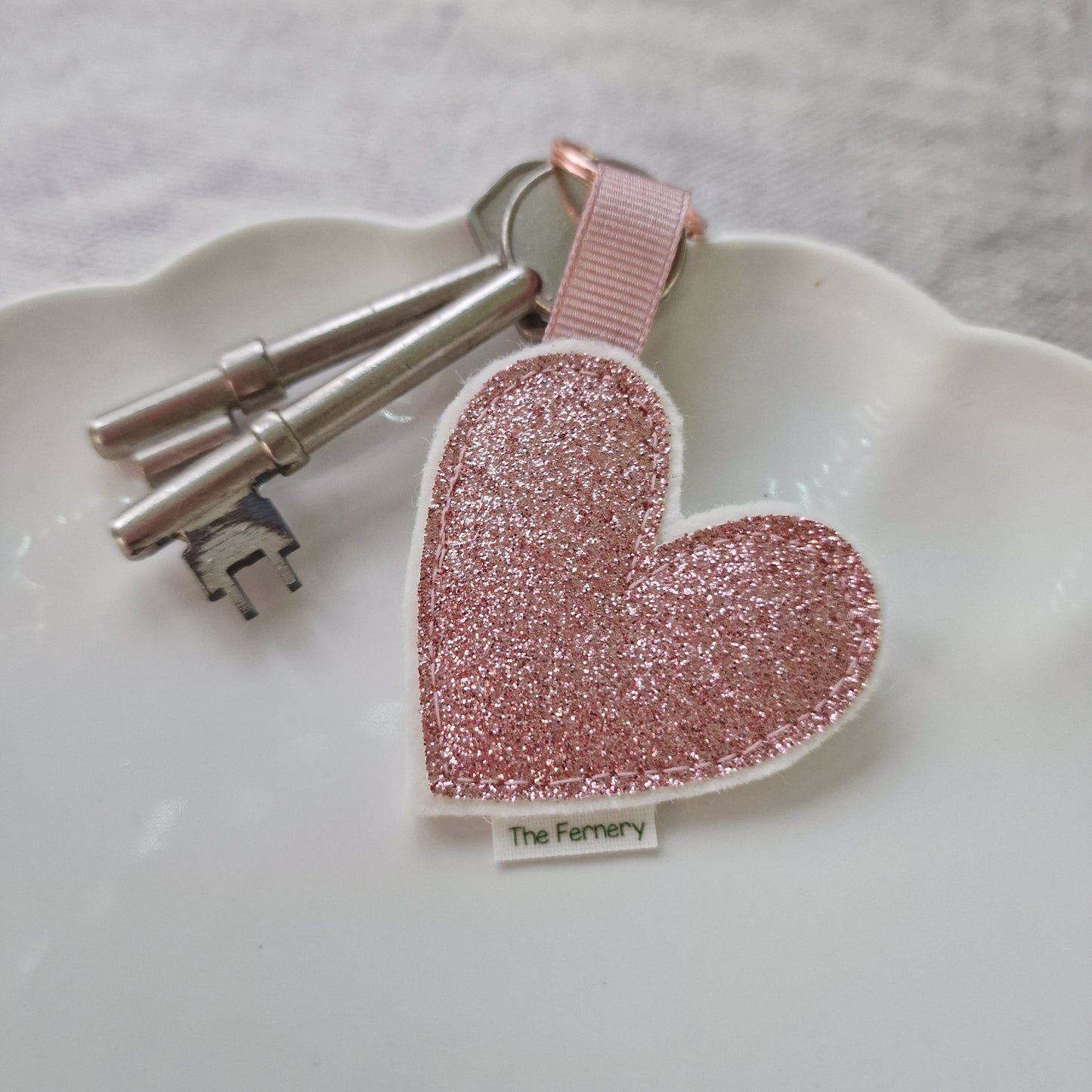 Leatherette and Glitter heart keyrings