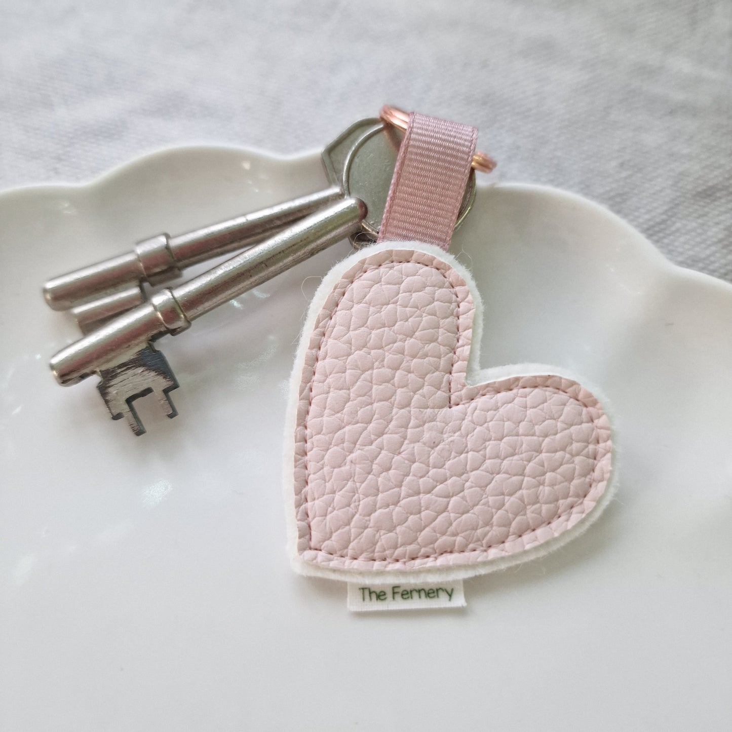 Leatherette and Glitter heart keyrings