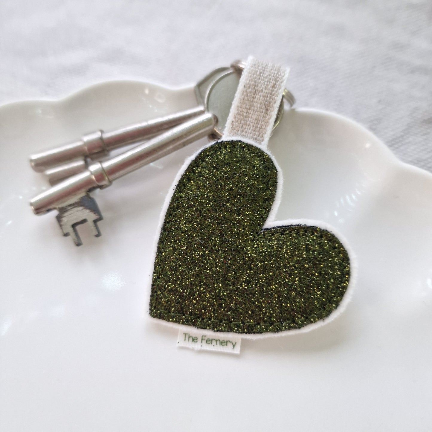 Leatherette and Glitter heart keyrings