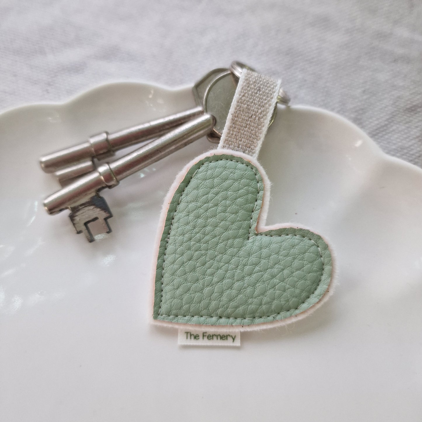 Leatherette and Glitter heart keyrings