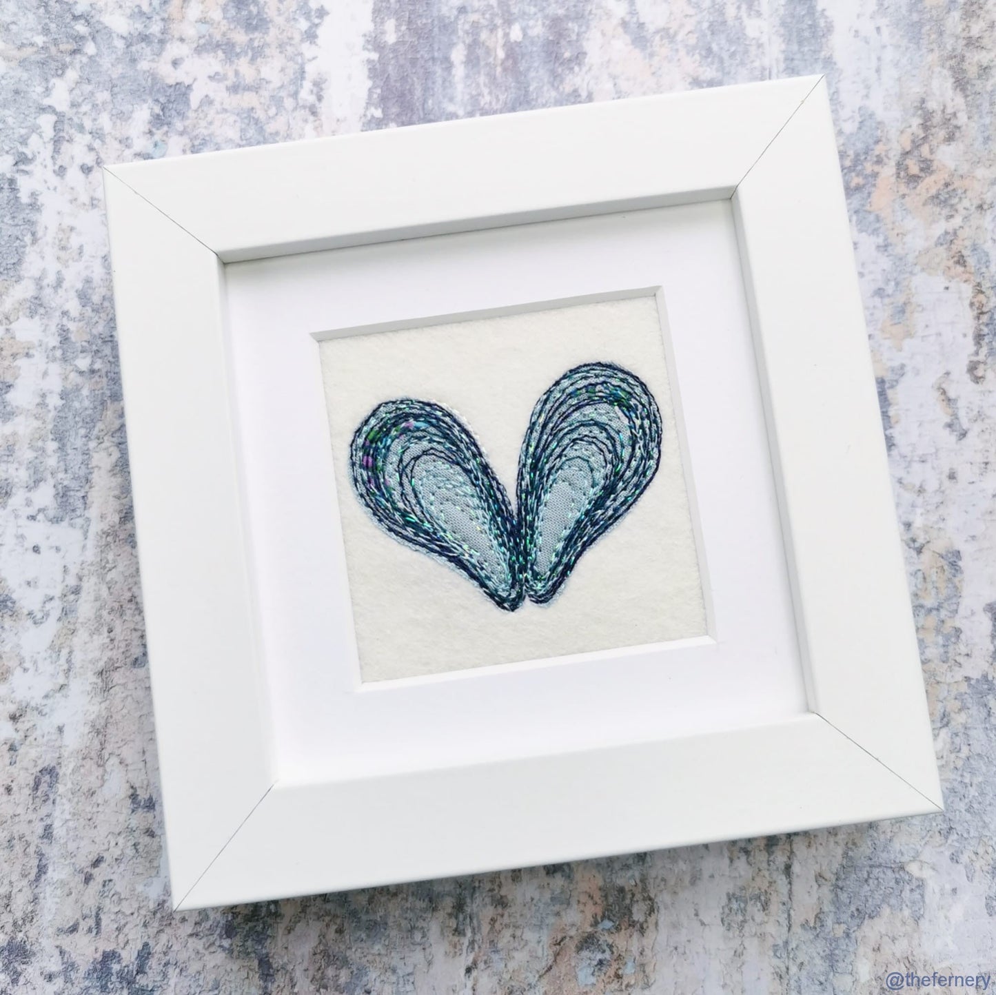 Decoration - Framed Stitched Mussel Heart
